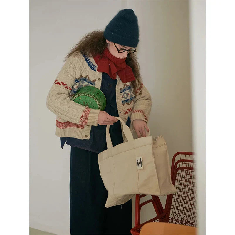 Cozy Vintage Christmas Argyle Knit Cardigan