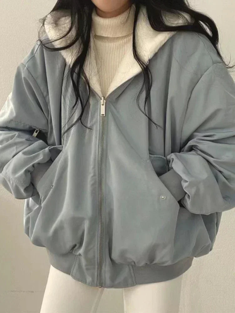 Double-sided Hooded Zip-up Jacket