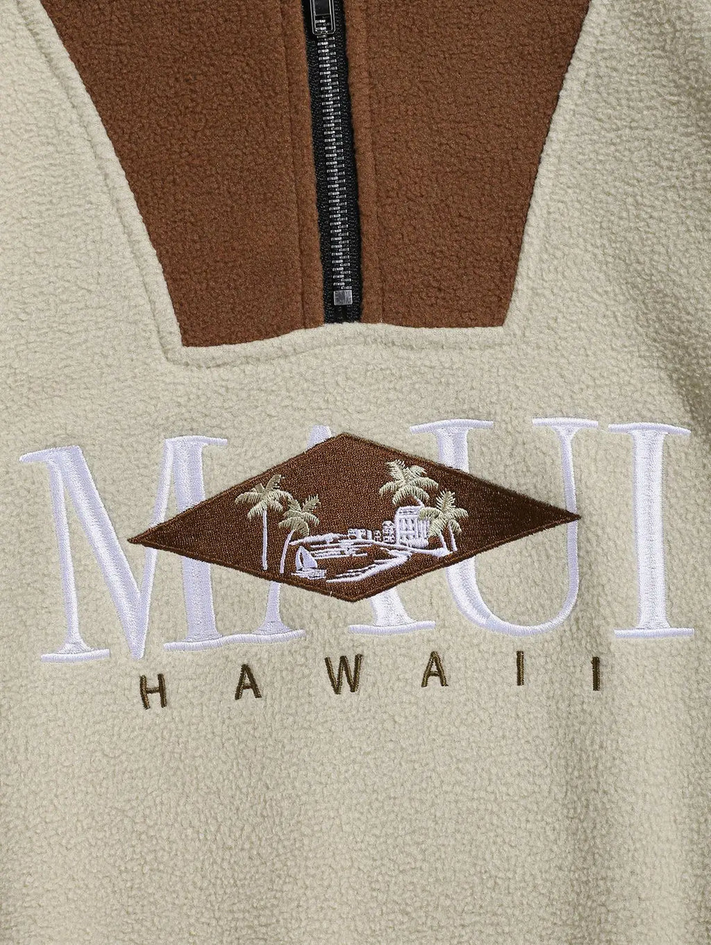 Colorblock Letter Embroidered Zip Sweatshirt