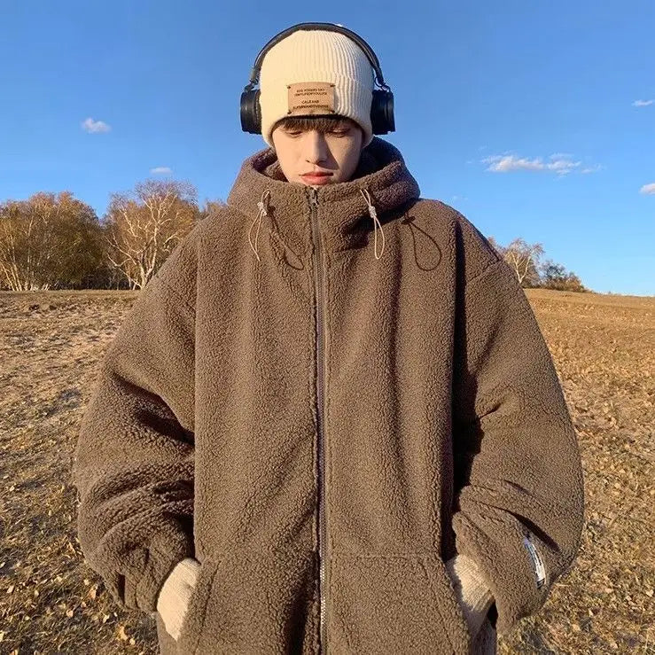 Men's Retro Warm Korean Style Lambhair Winter Jacket