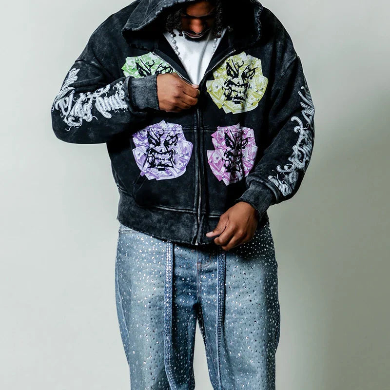 Men Casual Vintage Retro Oversized Baggy Sweatshirt