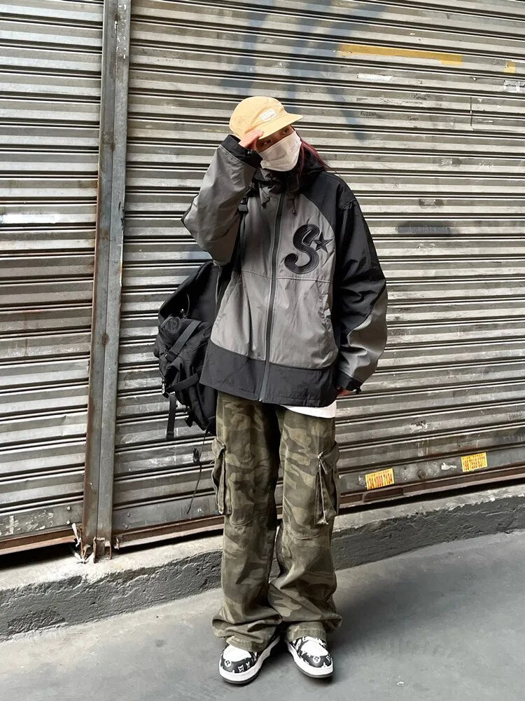 Y2k Vintage Embroidery Windbreaker Jacket