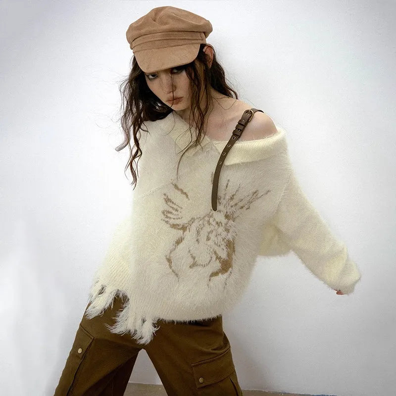 Vintage Irregular Distressed Knit Sweater