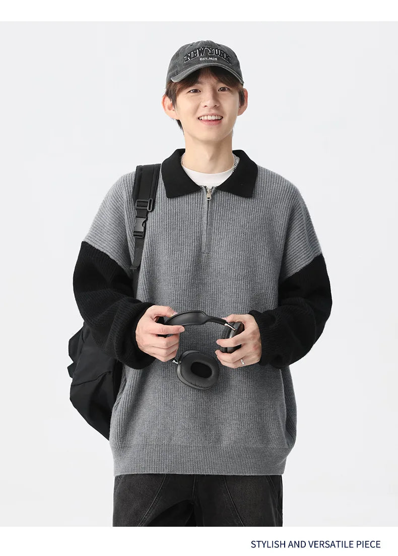 Cozy Bootcut Knitted Half Zipper Sweater