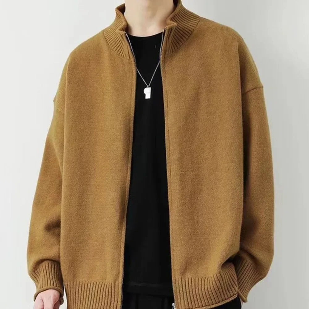 Casual Slim Fit Stand Collar Zipper Sweater