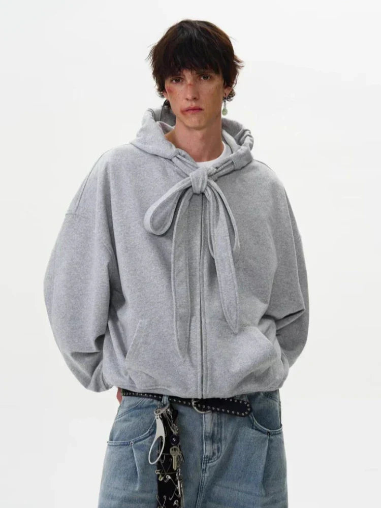 Retro Streetwear Solid American Design Hooded Sweatshirt