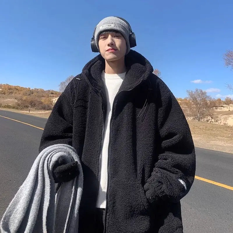 Men's Retro Warm Korean Style Lambhair Winter Jacket