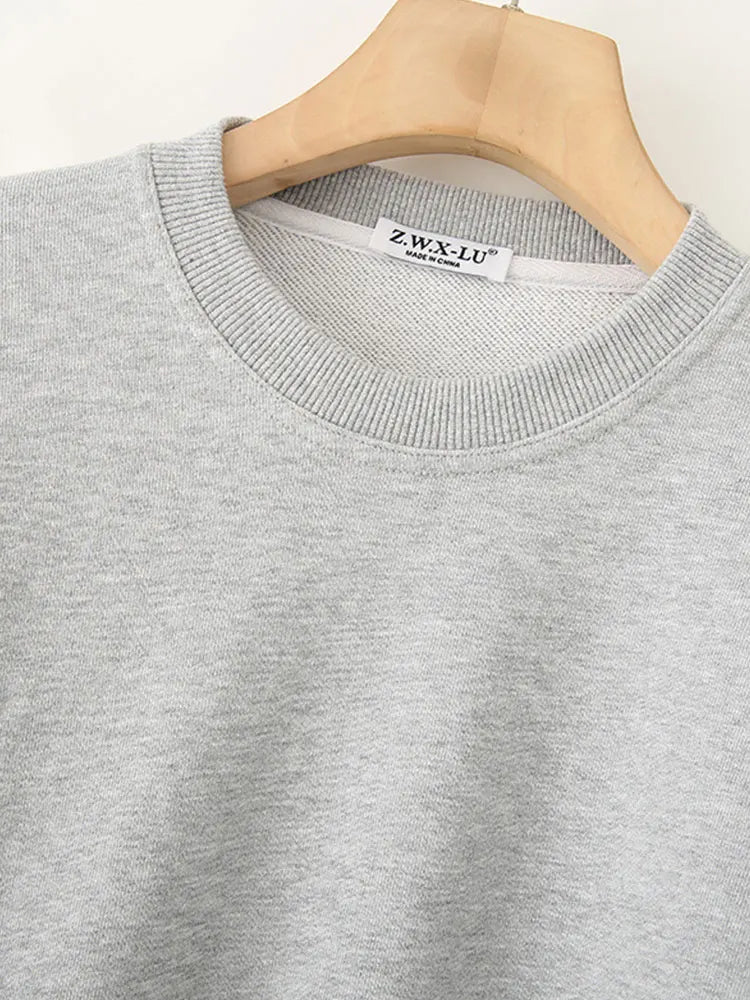 Pleated Casual Loose Pullover Sweatshirt