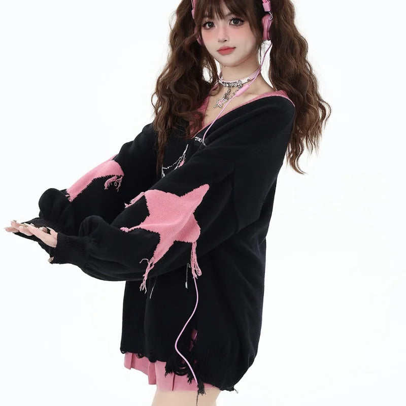 Y2K Spider Gothic Knitted Sweater