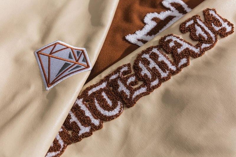 "Distant" Embroidery Letter Varsity Jacket