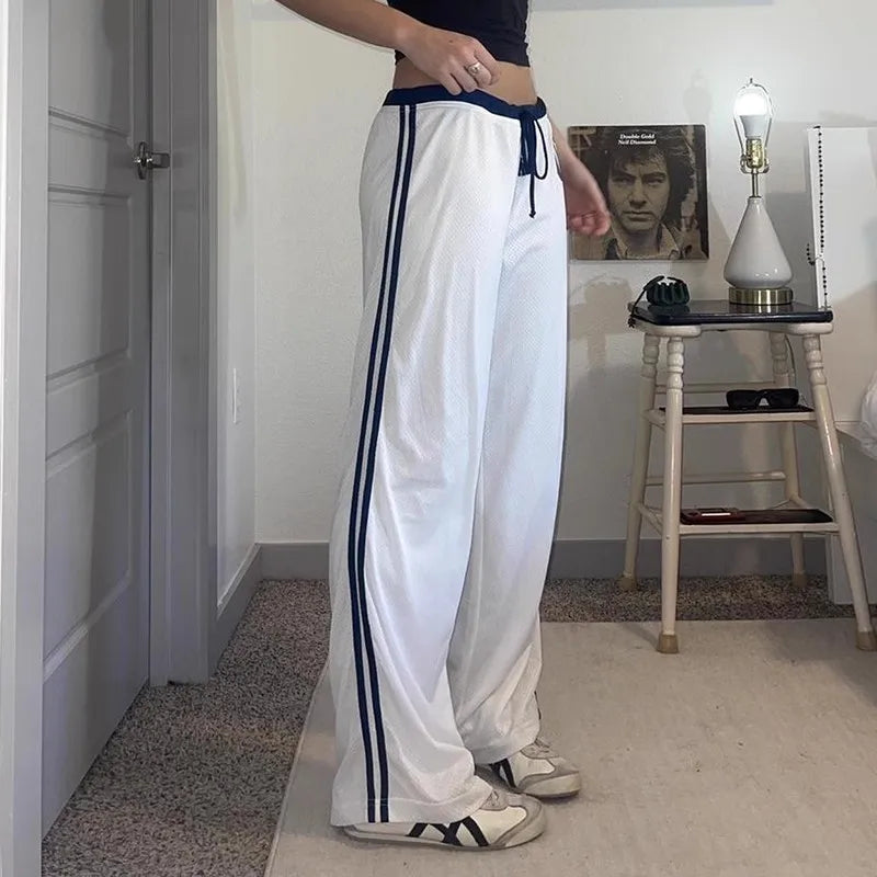 Y2K Wide-Leg Athletic Pants