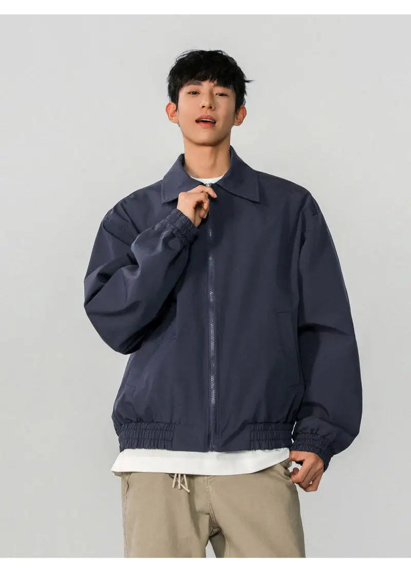 Classic Solid Color Casual Zip-Up Jacket