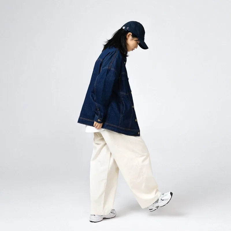 Autumn Japanese Style Loose Workwear Denim Jacket