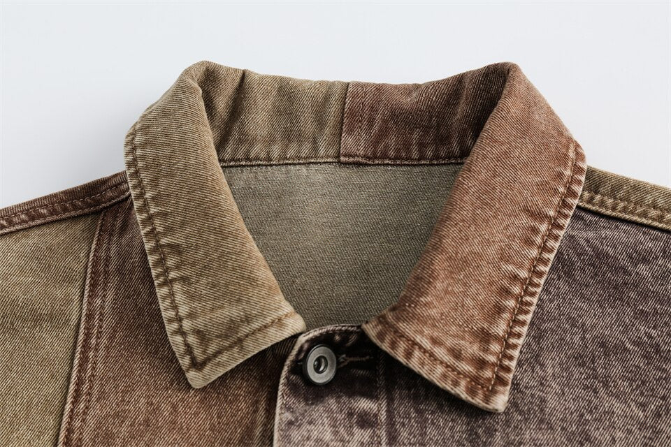 Stitching Coffee Denim Jacket