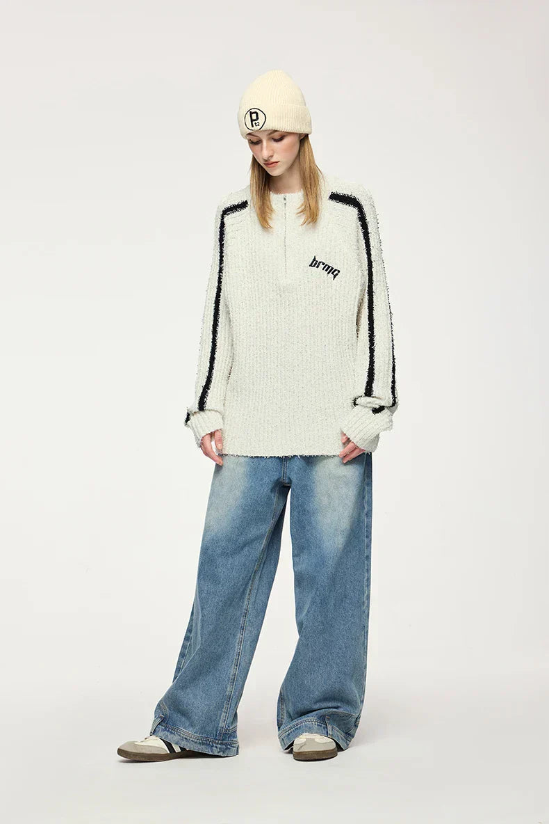 Textured Stripe Knitted Sweater