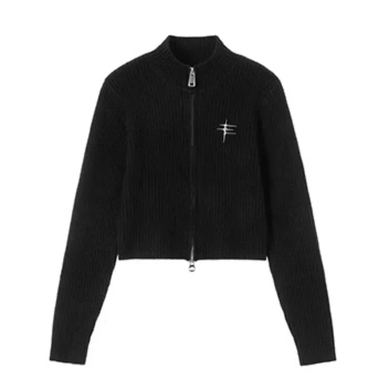 Women Vintage Grey Zipper Sweatshirt