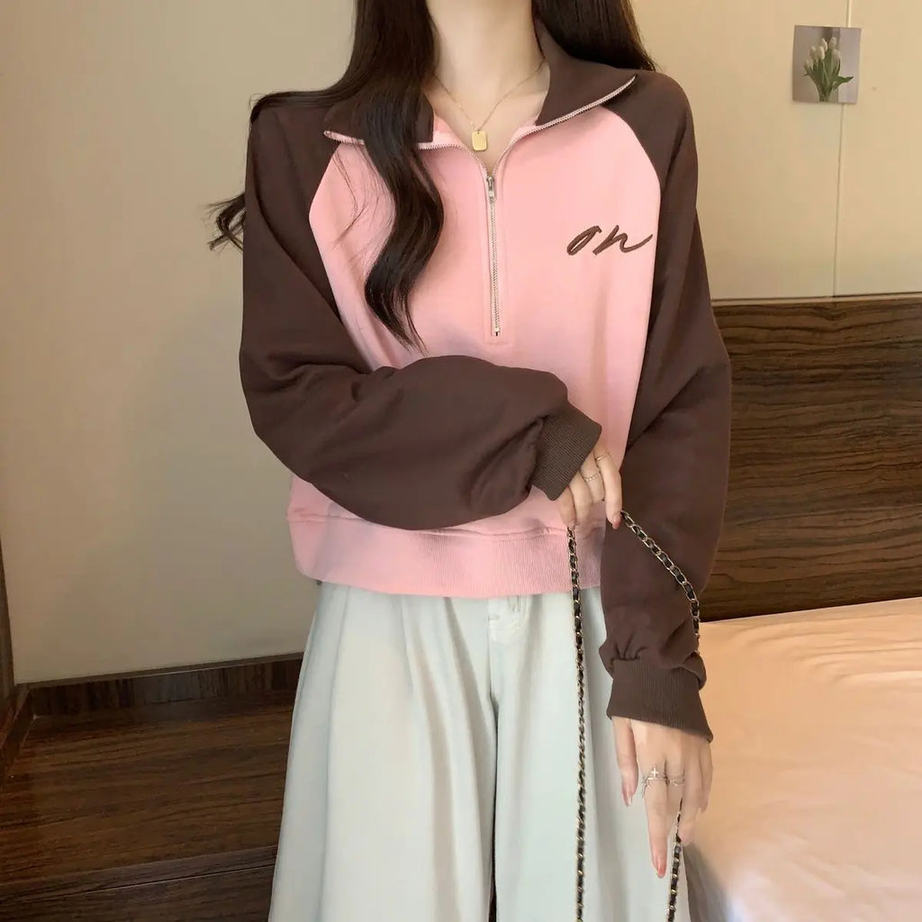 Chill Fit Loose Zipper Retro Long Sleeve Sweatshirt