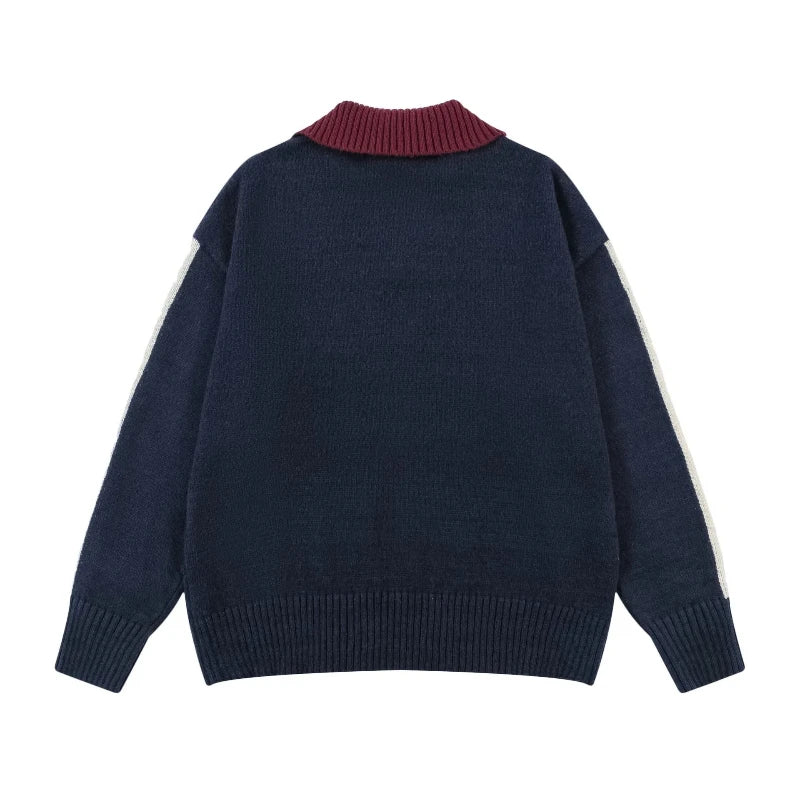 Colorful Patchwork Knit Sweater