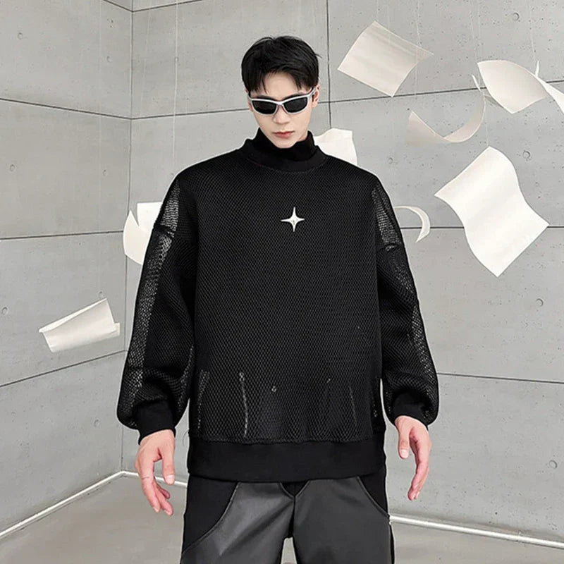 Textured Mesh Sweatshirt