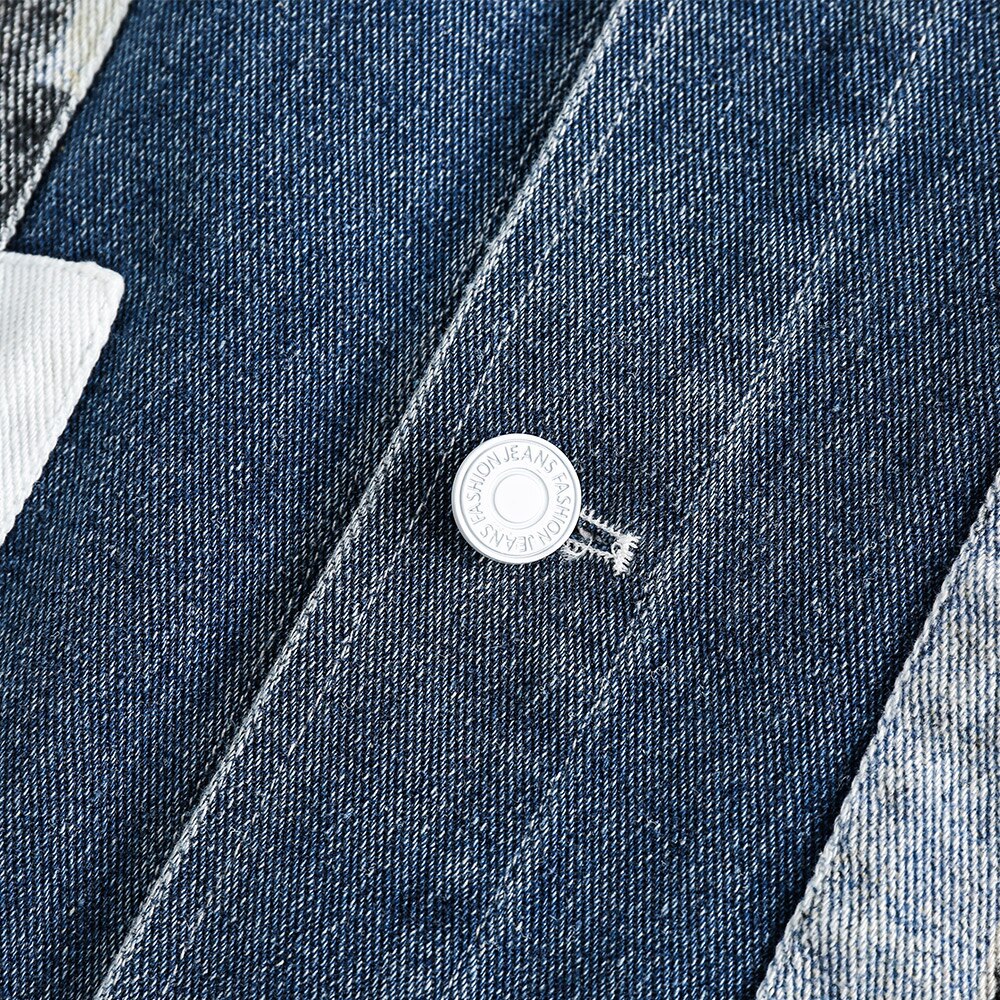 Color Block Patches Denim Jacket