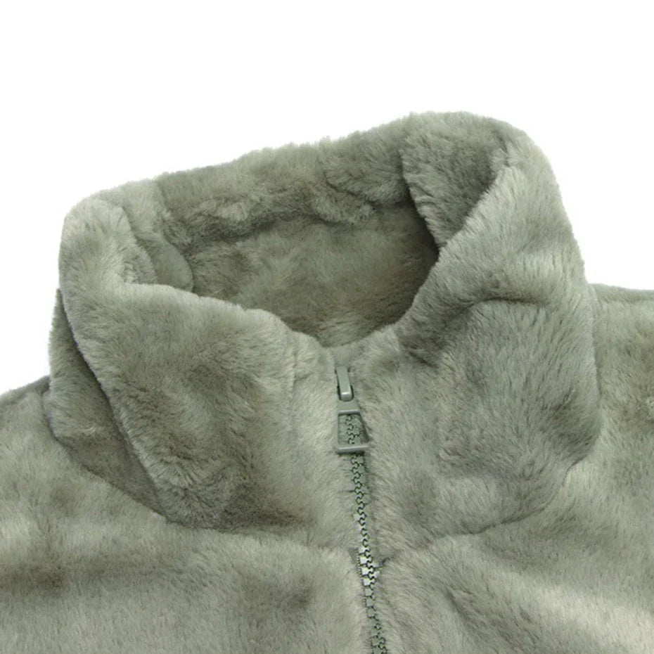 Cozy Letter Patch Fleece Jacket