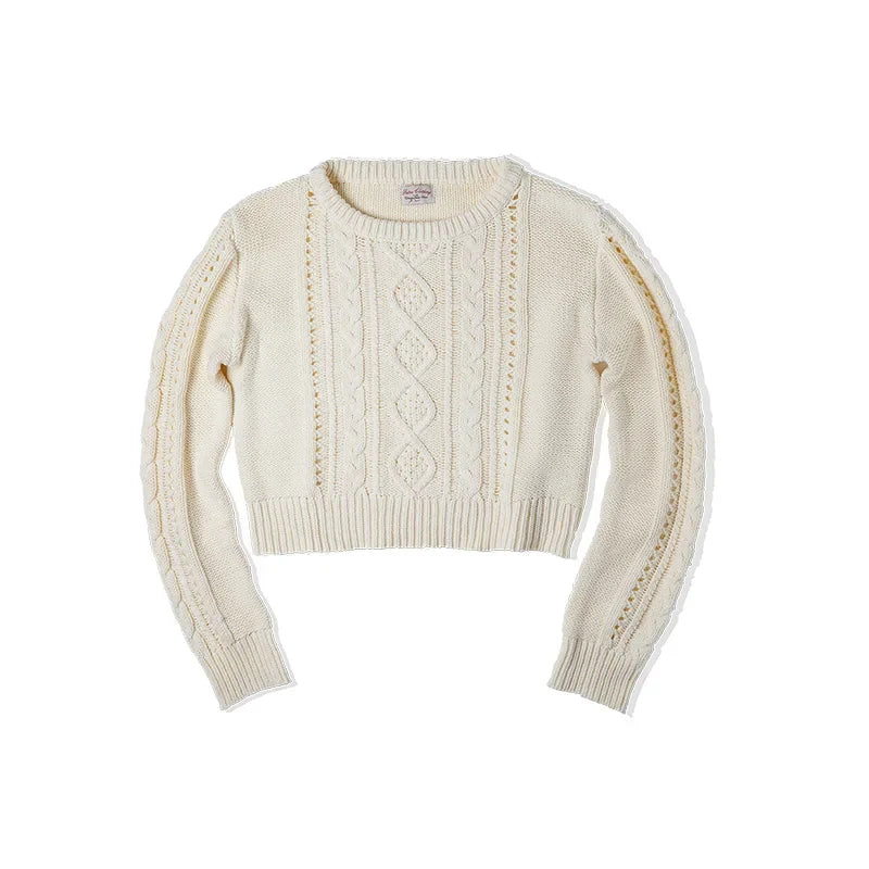 Autumn Winter Beige Cropped Sweater