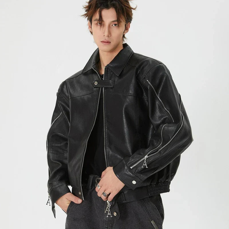 Men Lumi Retro Korean Motorcycle Leather Jacket