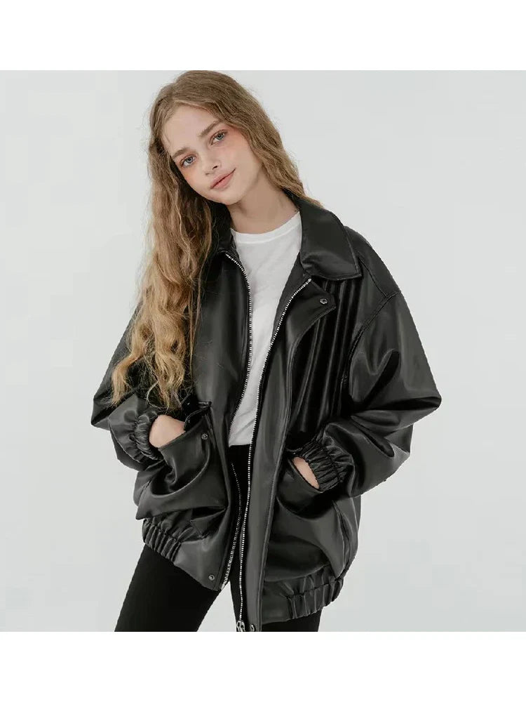 Black Soft PU Leather Jacket Zipper