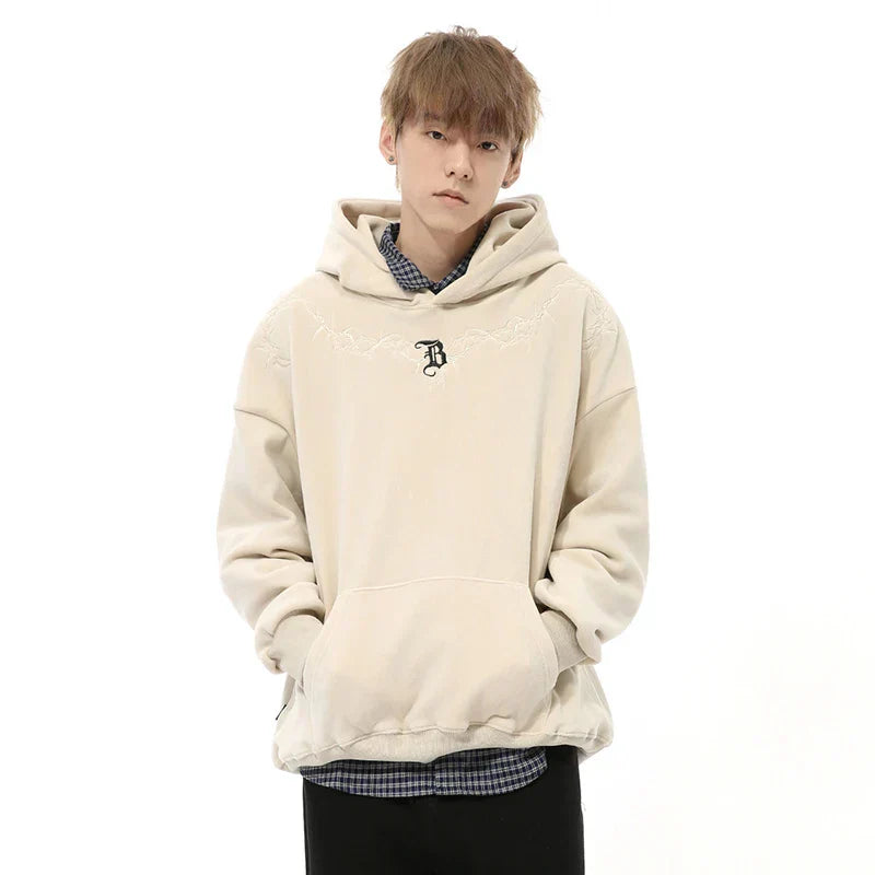 Embroidery Letter Loose Hoodie