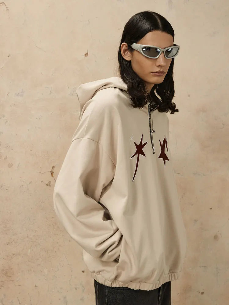 Loose Star Embroidery Hoodie