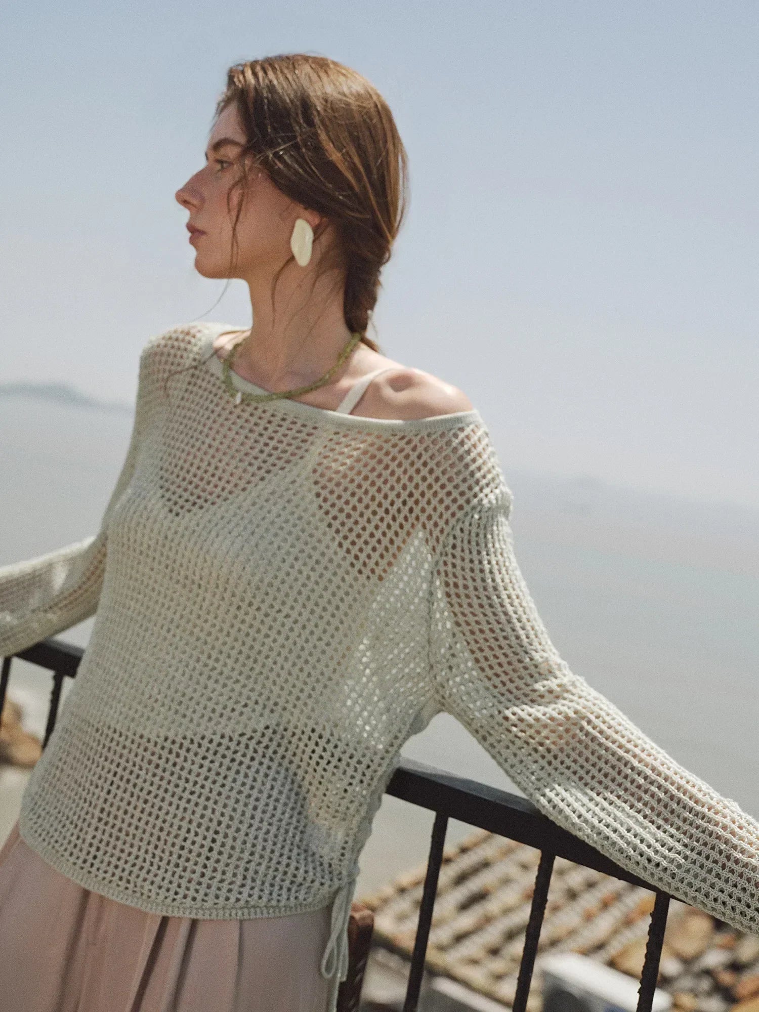 Women Casual Relaxed Knit Overlay Sweater