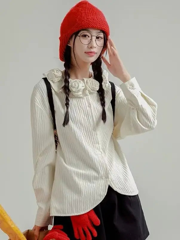 Chic 3D Flowers Spring Autumn Cardigan