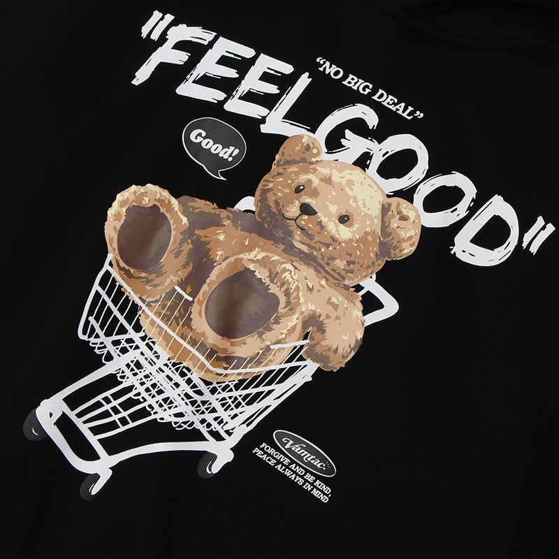 Feel Good Bear Print Hoodie