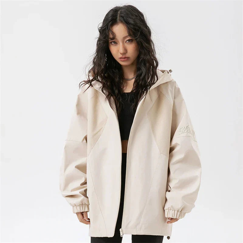 Patchwork Solid Thin Windbreaker Jacket