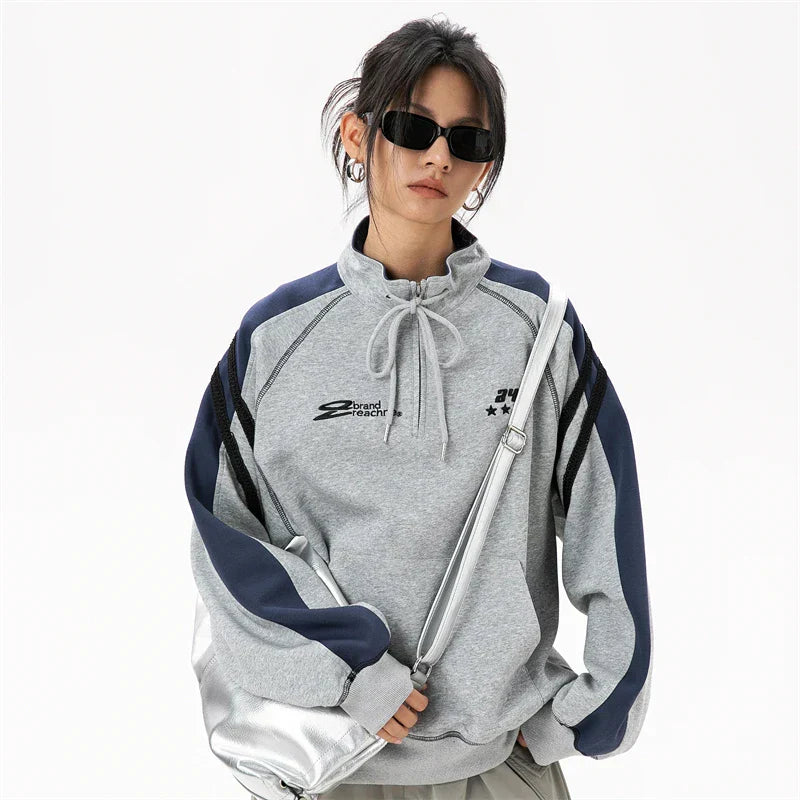 Harajuku Off-Shoulder Zipper Sweatshirt