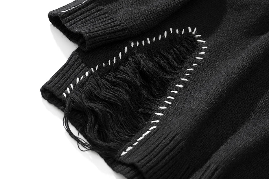 Ripped White Stitches Sweater