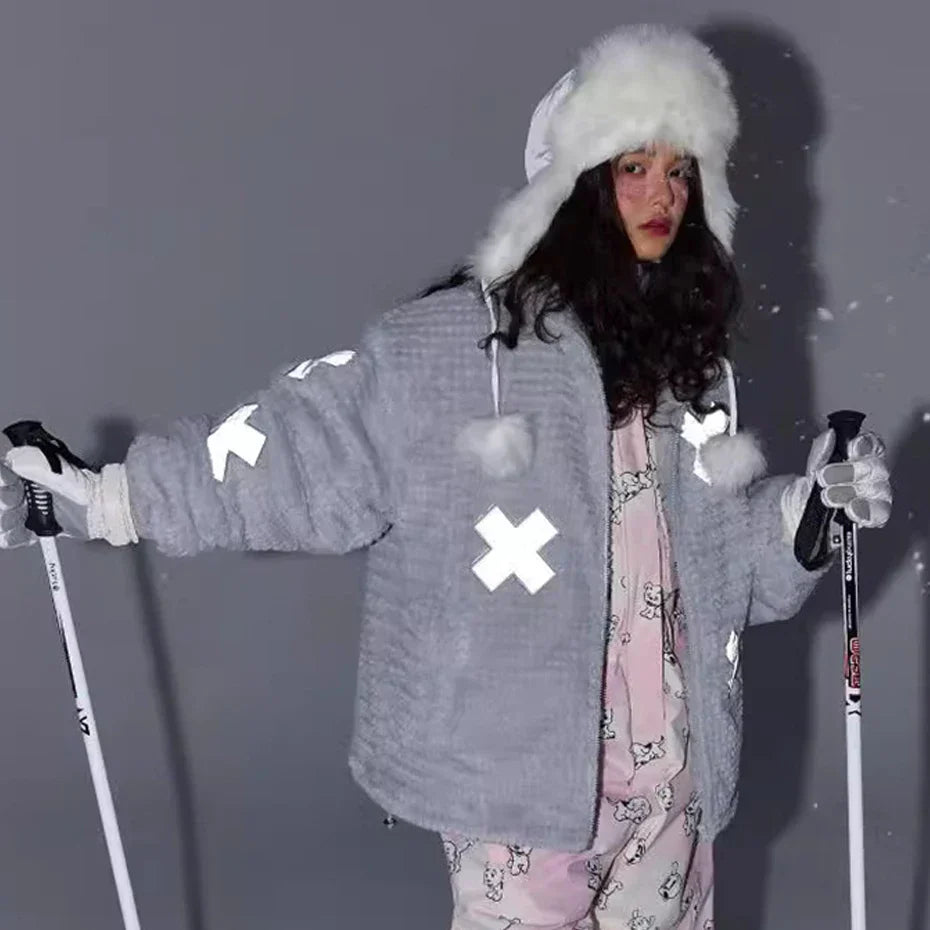 Cross-Emblem Reflective Puffer Jacket