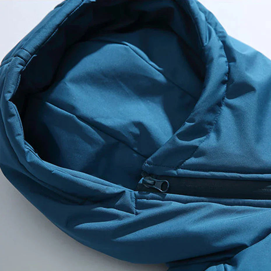 Cross-Zip Quilted Puffer Hooded Jacket