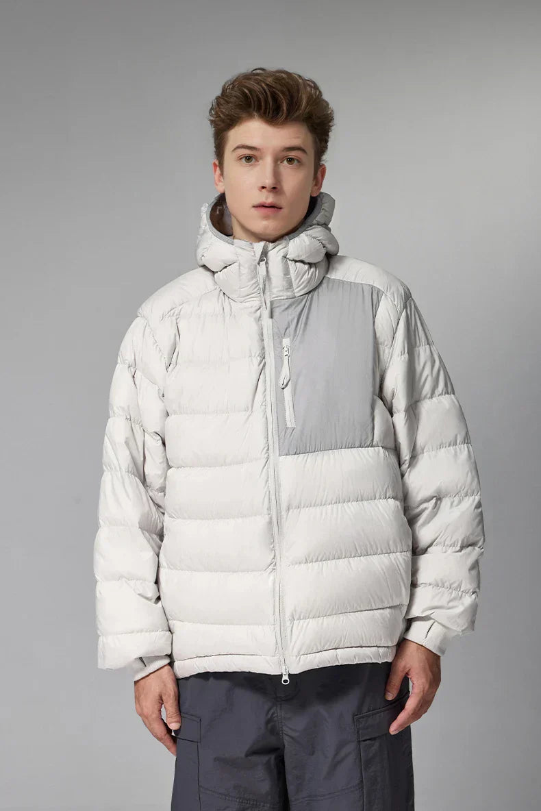 Patchwork Hooded Puffer Jacket