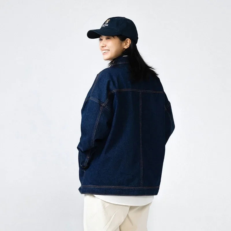 Autumn Japanese Style Loose Workwear Denim Jacket