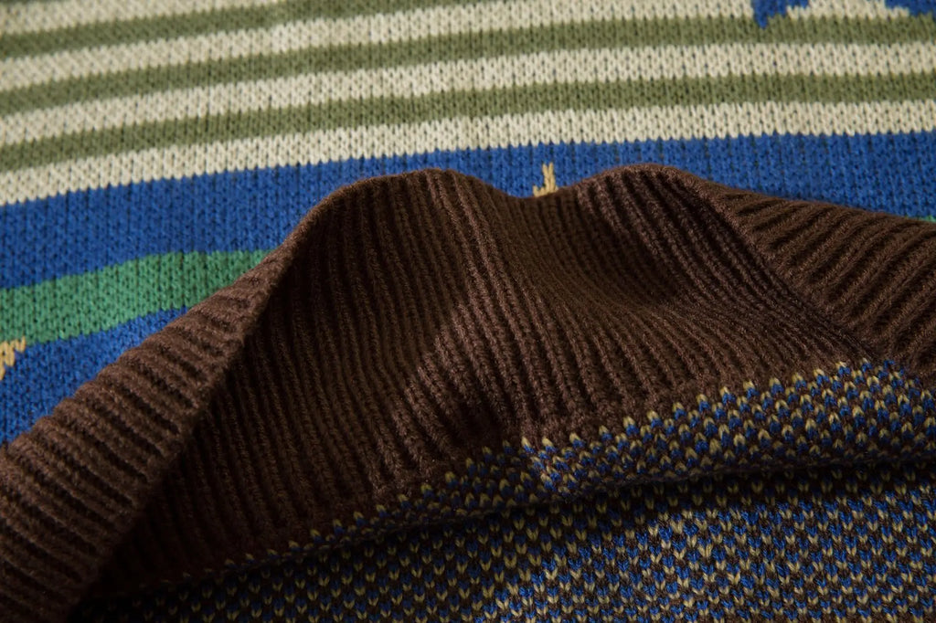 Vintage Striped Star Knitted Sweater