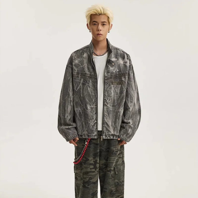 Destructive American Graffiti Printed Denim Jacket