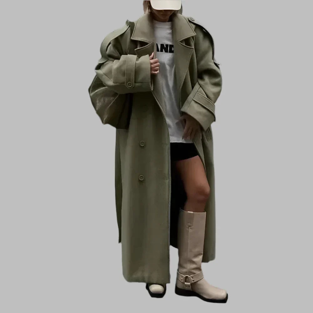 Vintage Solid Chic Long Coat