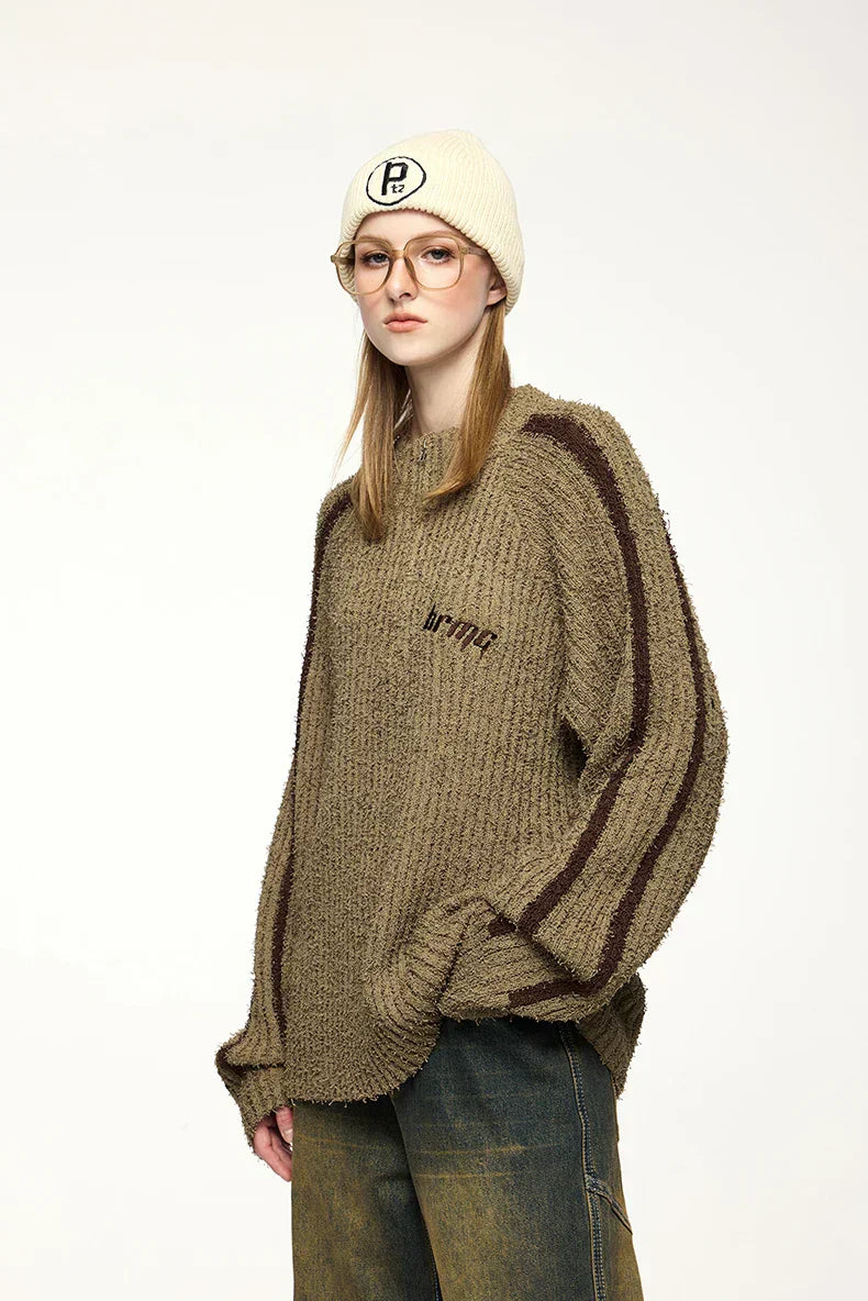 Textured Stripe Knitted Sweater