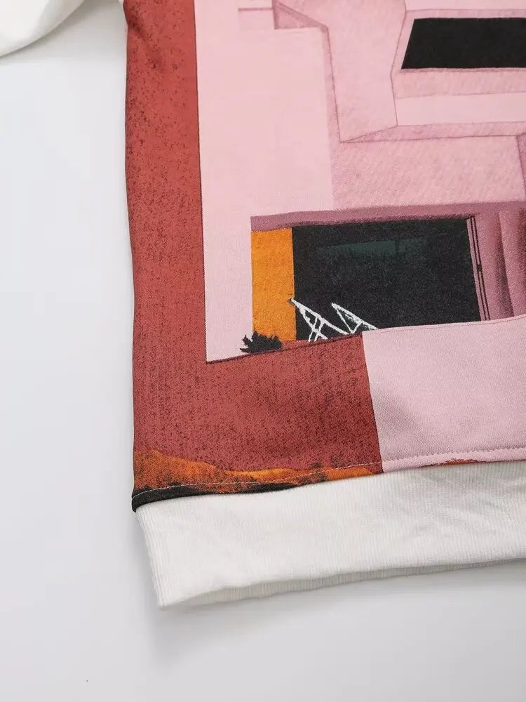 Cozy Oversized Printed Sweatshirt