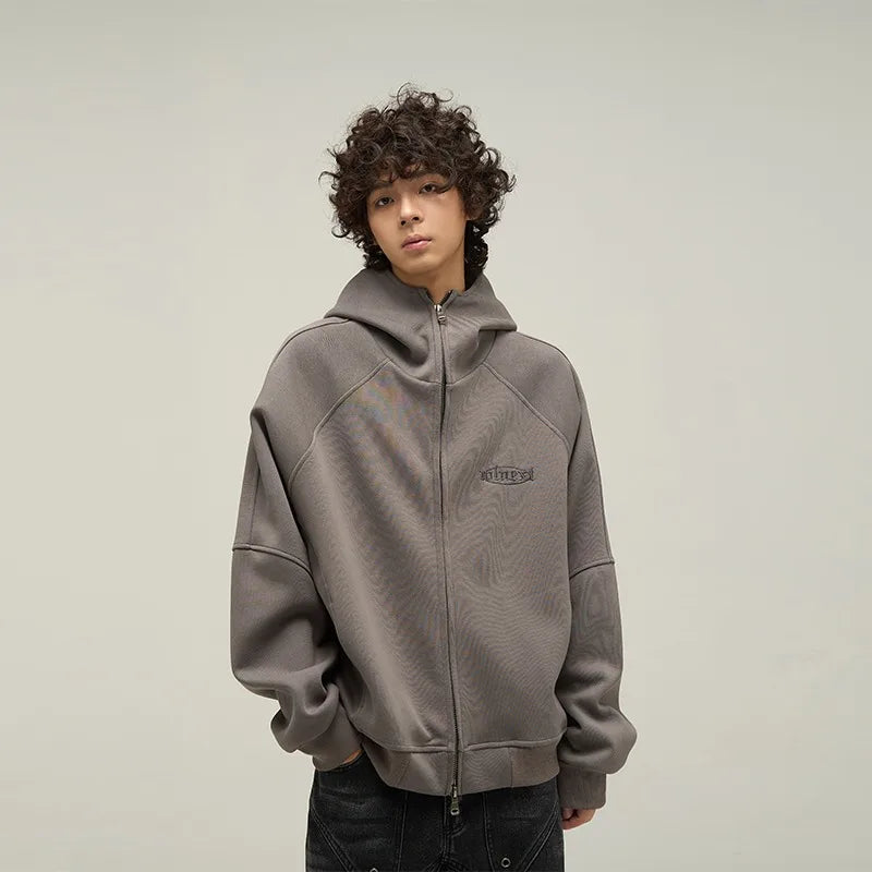 Punk Oversized Letter Embroidered Stand Sweatshirt