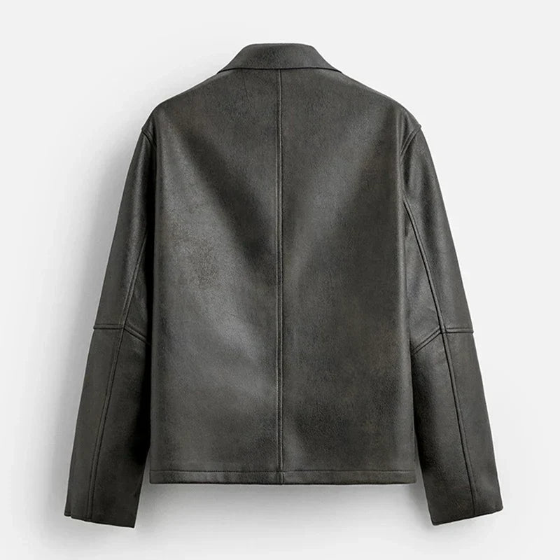 Black Slim Fit PU Leather Jacket