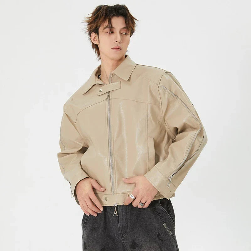 Men Lumi Retro Korean Motorcycle Leather Jacket