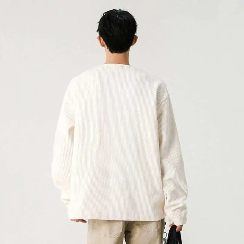 Half Zipper O-neck Long Sleeve Sweater