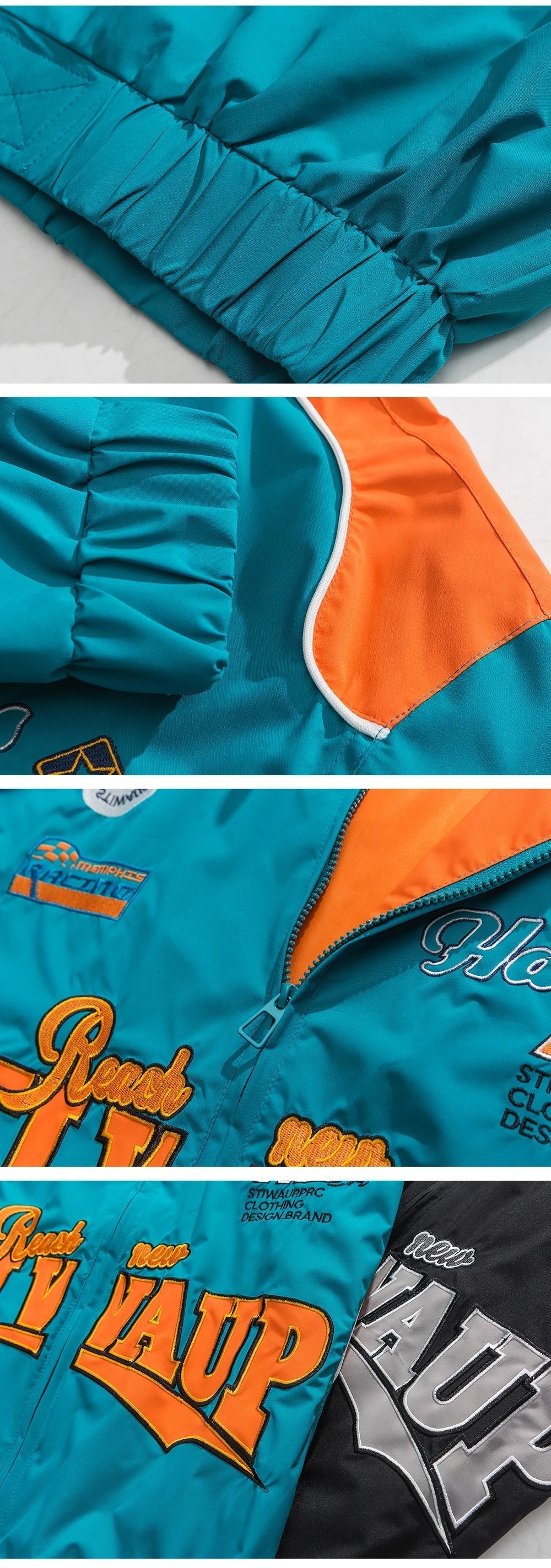 Letter-Embroidered Racing Windbreaker Jacket